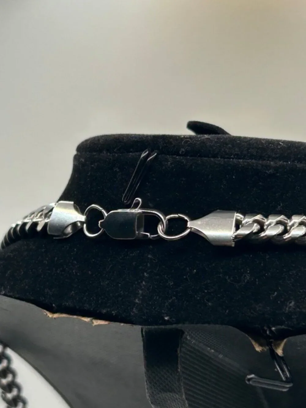Cuban Chain Real Silver Stainless Steel 8mm 22 Inch Plated Waterproof Mens